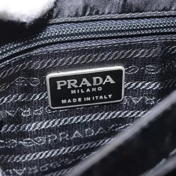 PRADA Hand Bag Nylon Leather Black Auth